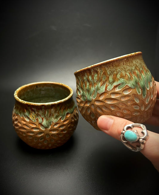 mossy burst whiskey cup set